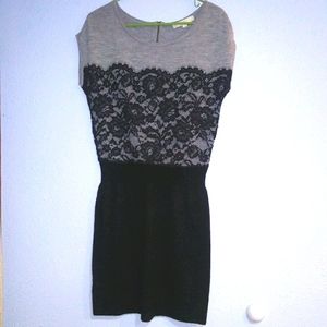 Lace Black Grey Mixed Material Ann Taylor Loft S